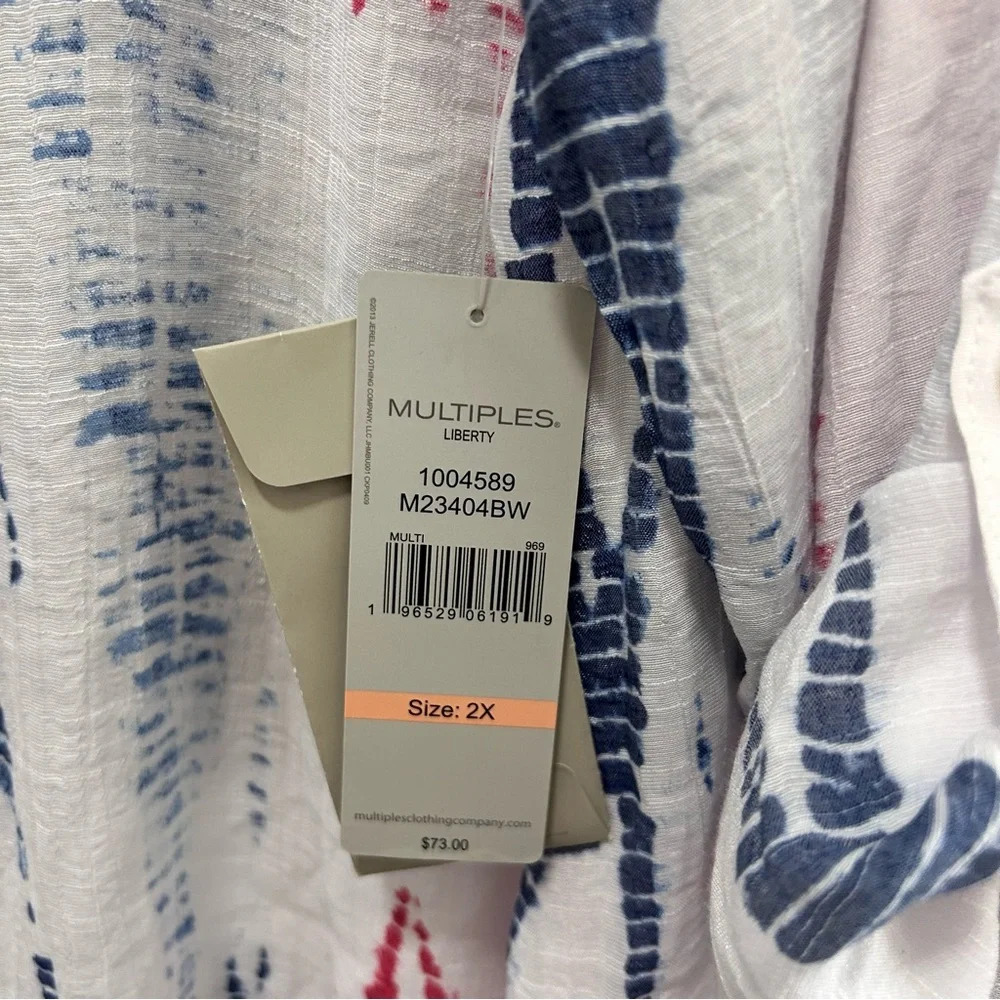 Multiples Liberty Print Button Down Tab Sleeve Bu… - image 3